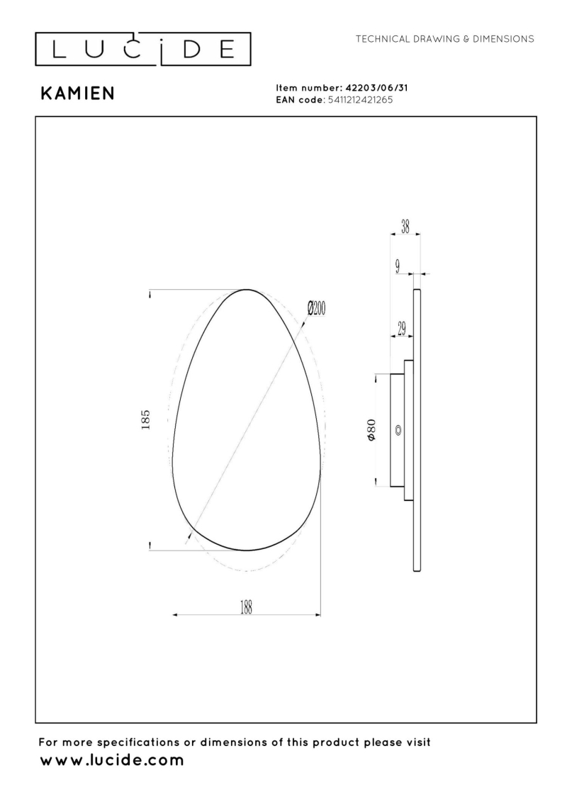 Lucide KAMIEN - Nástenné svietidlo - LED - 1x6W 2700K - Biele
